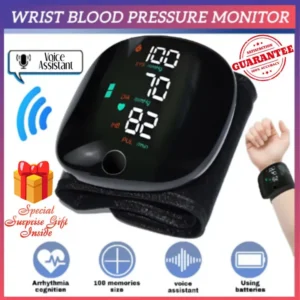 Digital Wrist Blood Pressure Monitor, Arm Automatic BP Machine with Large LED Display, Heart Rate Pulse Tracker, and Portable Wrist Cuff Blood Pressure Monitors